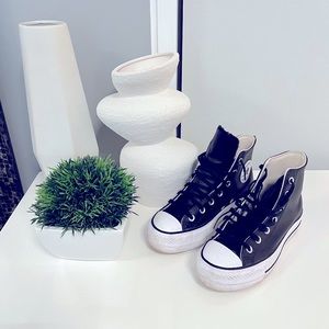 Black Leather Converse Hightops